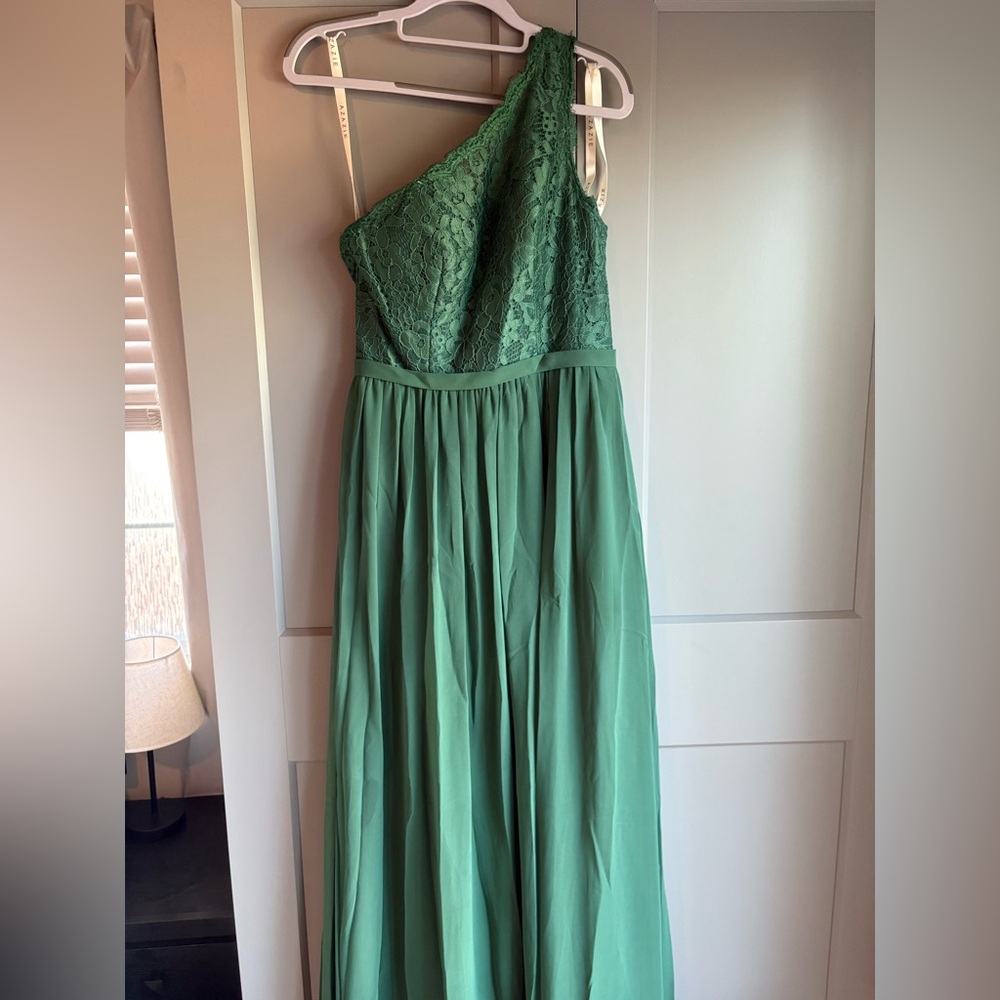 Azazie Green One Shoulder Dress